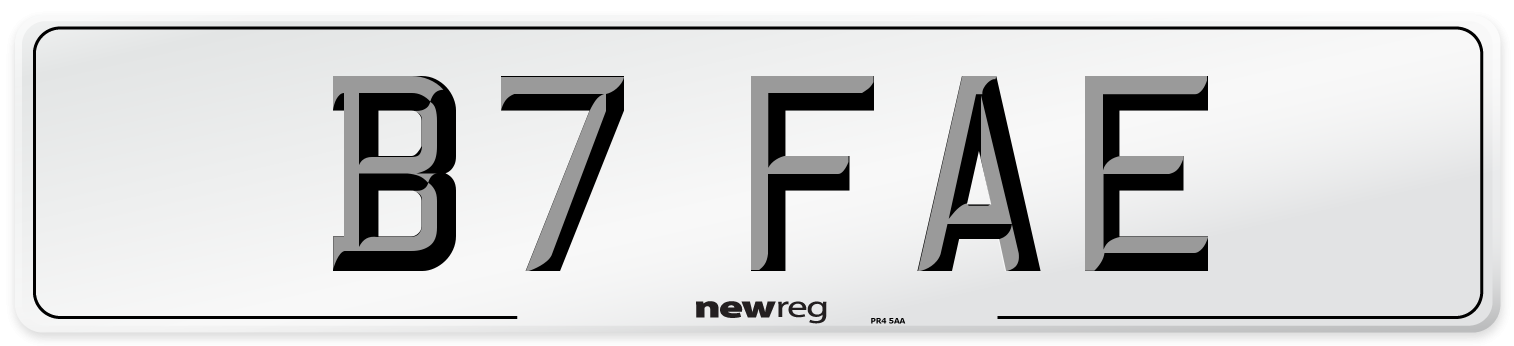 B7 FAE Number Plate from New Reg